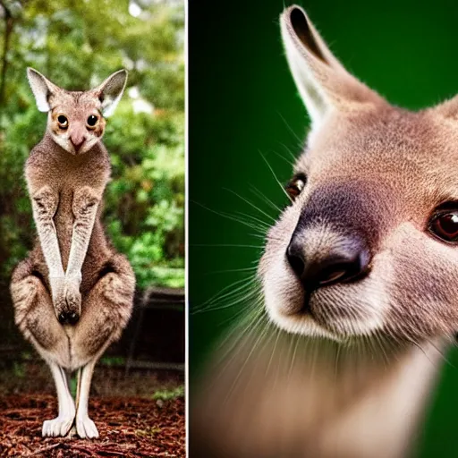 Image similar to a kangaroo - cat - hybrid, animal photography