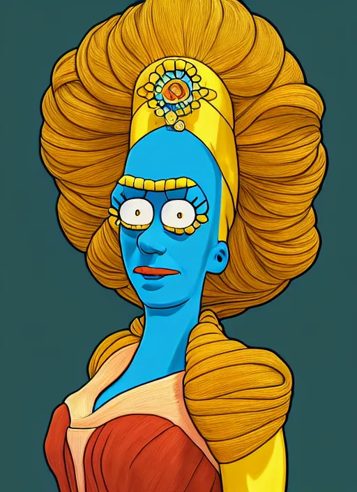 Prompt: oil portrait of marge simpson, intricate, elegant, highly detailed, lighting, painting, artstation, smooth, illustration, art by greg rutowski and alphonse mucha