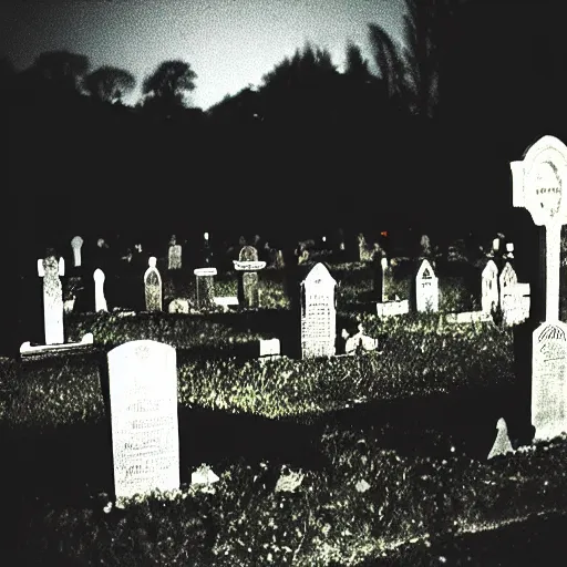 Prompt: “a ((gothic)) graveyard at night, photograph 35mm”