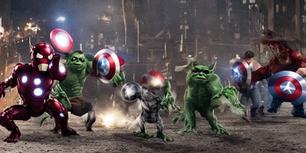 Image similar to frame from 2012 the avengers gremlins