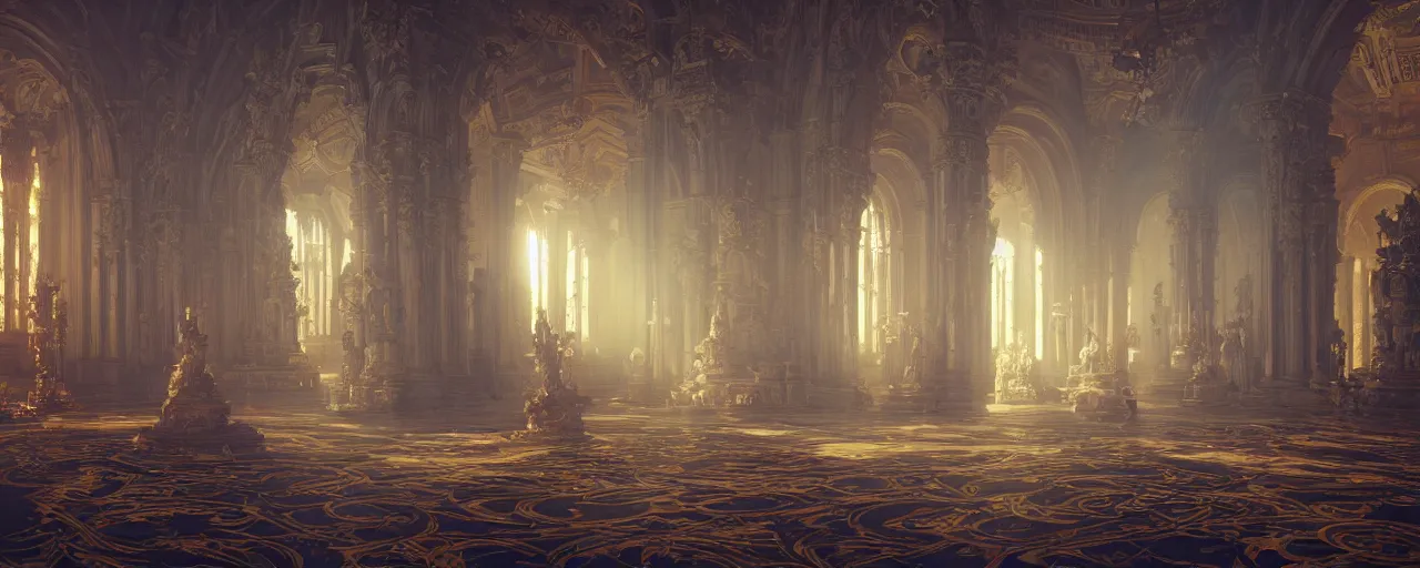 Image similar to a beautiful palace, heavenly, godlike, magnificent, godrays, global illumination, volumetric lighting, cinematic, 8 k uhd, unreal engine, octane render in the artstyle of finnian macmanus, john park and greg rutkowski