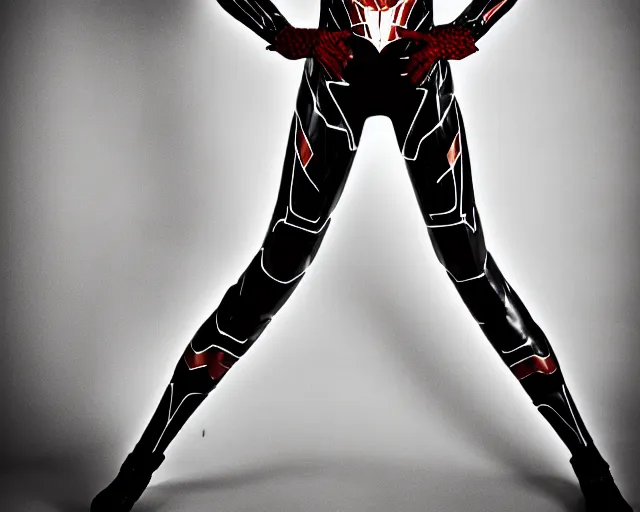 Image similar to iron spider suit, lomography lady grey