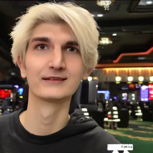 Image similar to really handsome gigachad xqc gambling : : realistic : : 1 dslr : : 1 - - quality 2