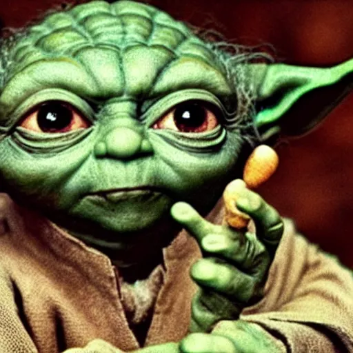 Image similar to Yoda on the planet he was born on, spending time with other members of his species