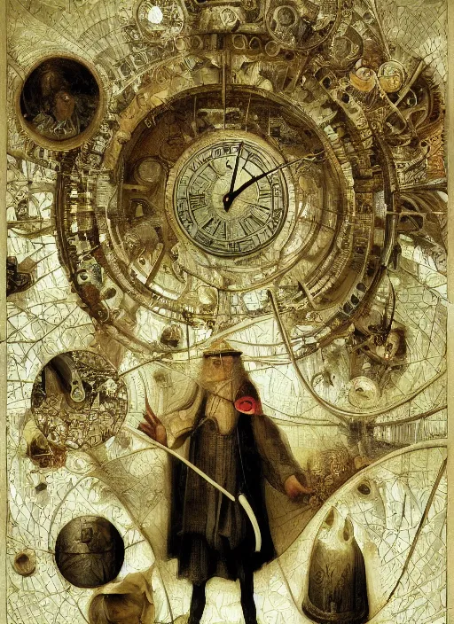 Image similar to the man who invented time, modern fine art, fractal, intricate, elegant, highly detailed,, by jheronimus bosch and greg rutkowski,