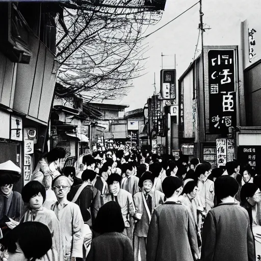 Prompt: a photograph of 1960s Japan, fujifilm, Wide angle lens, 15mm, national geographic