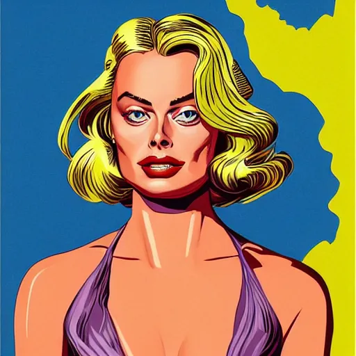 Image similar to vector art oil on canvas margot robbie by artgem by brian bolland by alex ross by artgem by brian bolland by alex rossby artgem by brian bolland by alex ross by artgem by brian bolland by alex ross