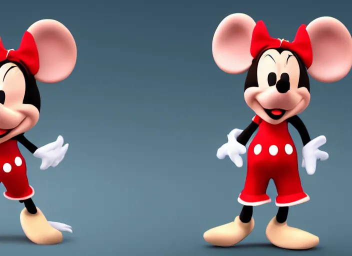 Image similar to mickie mouse in side and front view, unreal engine 5