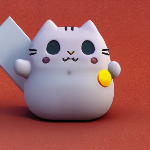 Image similar to Pusheen the cat as a pokemon cute, 3d render, octane render