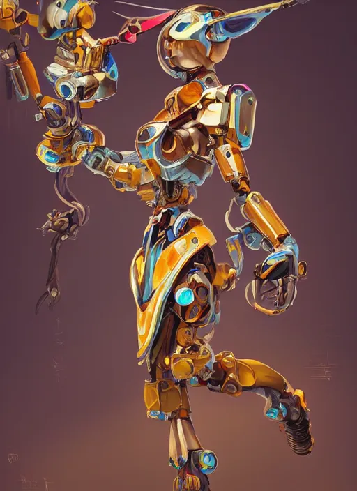 Image similar to an anthropomorphic beautiful mecha female wizard portrait holding a staff wearing colourful robe, fine art, award winning, intricate, elegant, sharp focus, octane render, hyperrealistic, cinematic lighting, highly detailed, digital painting, 8 k concept art, art by jamie hewlett and z. w. gu, masterpiece, trending on artstation, 8 k