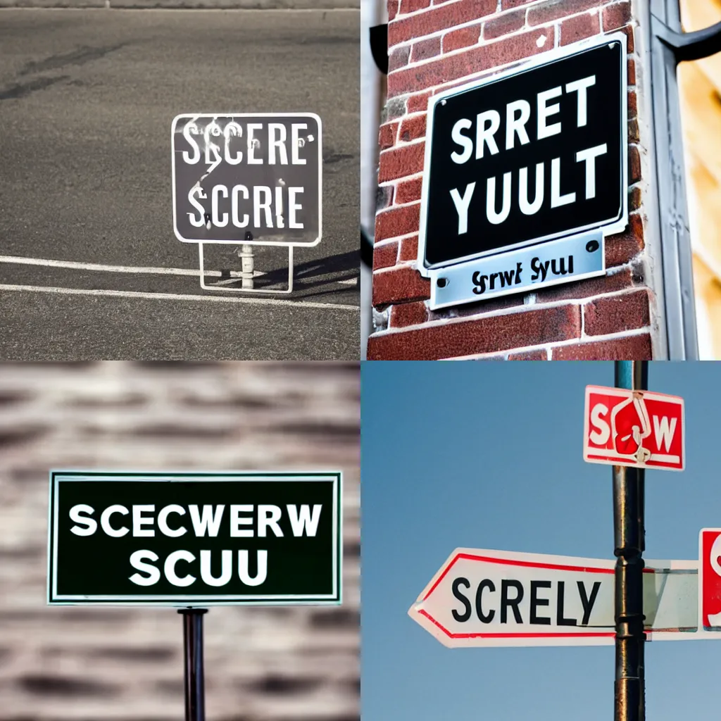 Prompt: Street sign that says screw you