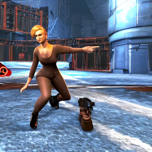 Prompt: an in-game screenshot of Adele as a character in Time Splitters Future Perfect