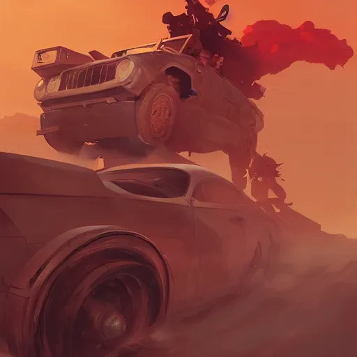 Image similar to hero world mad max, behance hd by jesper ejsing, by rhads, makoto shinkai and lois van baarle, ilya kuvshinov, rossdraws global illumination