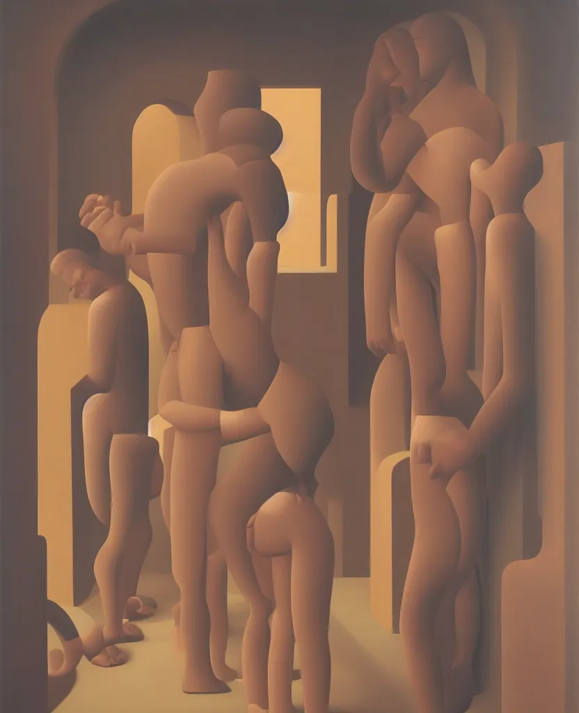 Image similar to oil painting by george tooker