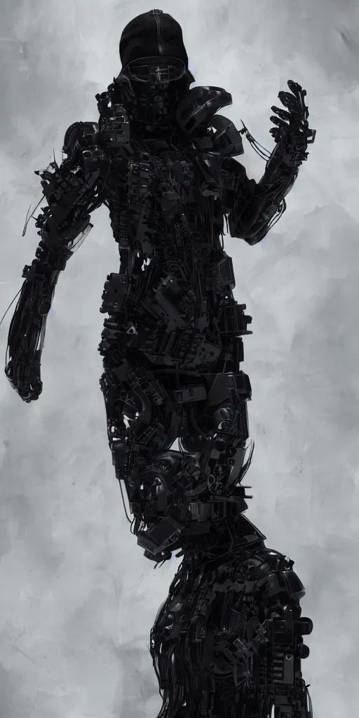 Prompt: healthgoth cyborg, dark techwear fashion, hyper realistic, tsutomu nihei, cryengine, 8 k, full character, toha heavy industries, rick owens, boris bidjan saberi