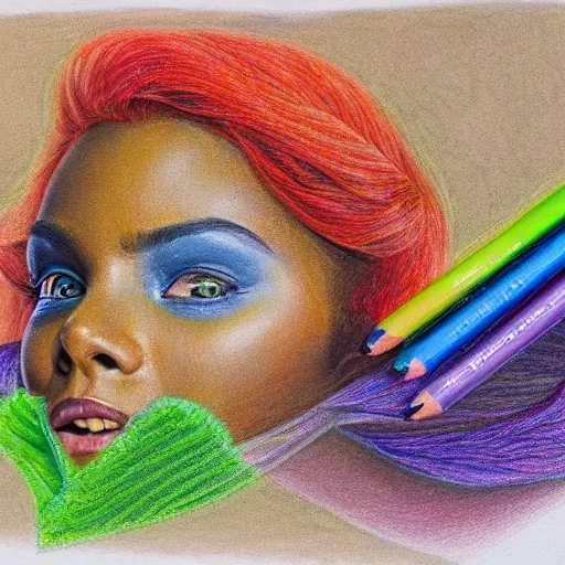 Image similar to Colored pencil art on paper, highly detailed, artstation, PrismaColor