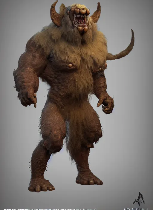 Image similar to а fantasy Proto-Slavic Troll creature inspired blizzard games, full body, detailed and realistic, 4k, trending on artstation, octane render