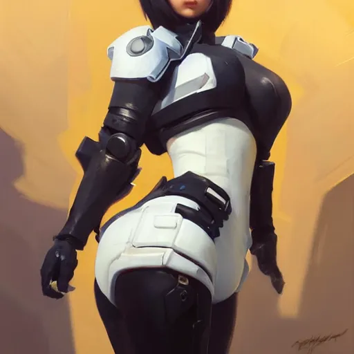 Prompt: greg manchess portrait painting of yorha no. 2 type b as overwatch character, medium shot, asymmetrical, profile picture, organic painting, sunny day, matte painting, bold shapes, hard edges, street art, trending on artstation, by huang guangjian and gil elvgren and sachin teng