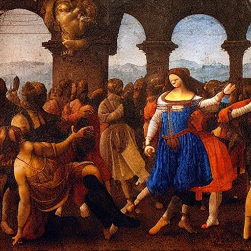 Prompt: leonardo da vinci dancing in the club