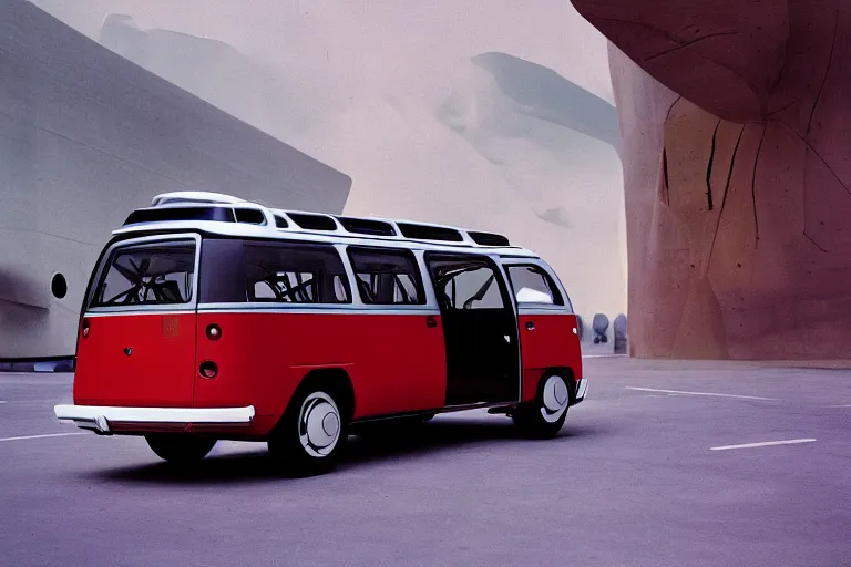 Image similar to designed by giorgetto giugiaro futuristic concept vw safari bus, ektachrome photograph, volumetric lighting, f 8 aperture, cinematic eastman 5 3 8 4 film