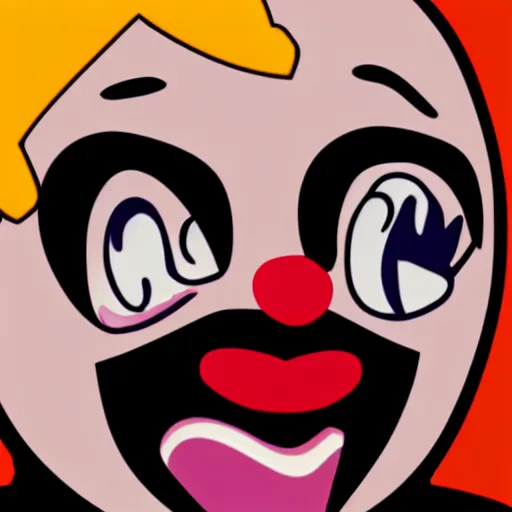 Image similar to emoji of a crying clown. high quality. emoji style.