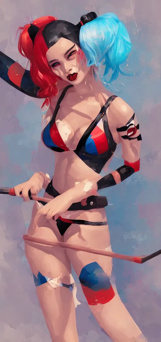 Image similar to harley quinn in a swim suit by guweiz