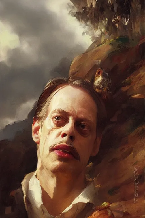 Image similar to beautiful portrait of anthropomorphic loaf of bread steve buscemi, art by anders zorn, wonderful masterpiece by greg rutkowski, beautiful cinematic light, american romanticism thomas lawrence, greg rutkowski