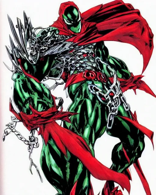 Image similar to Spawn from DC comics by Yoshitaka Amano