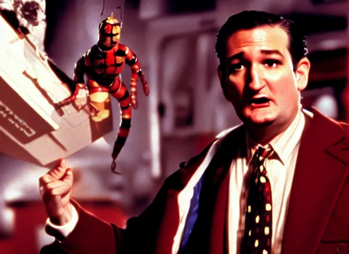 Prompt: ted cruz as candyman, movie still, from the candyman 1 9 9 2 movie, 8 k, realistic