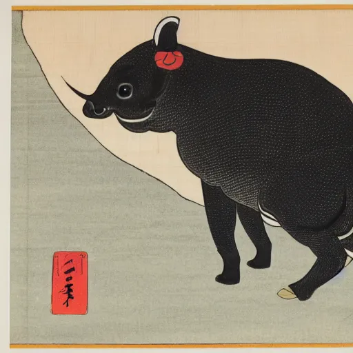 Prompt: ukiyo - e of a tapir in the oberlausitz