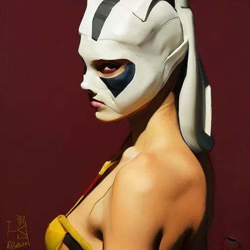 Prompt: greg manchess portrait painting of partially armored leeloo from the 5 th element as overwatch character, medium shot, asymmetrical, profile picture, organic painting, sunny day, matte painting, bold shapes, hard edges, street art, trending on artstation, by huang guangjian, gil elvgren, ruan jia, randy vargas, greg rutkowski