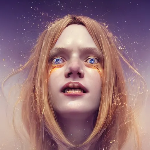 Image similar to epic action shot of beautiful scandinavian woman with symmetrical face stunning eyes and long blonde hair happy laughing, weta disney pixar, hi - fructose, decadent highly - detailed digital painting, golden ratio, octane render, artstation, cinematic composition, smooth, sharp focus, artgerm, mucha, loish, wlop hdr