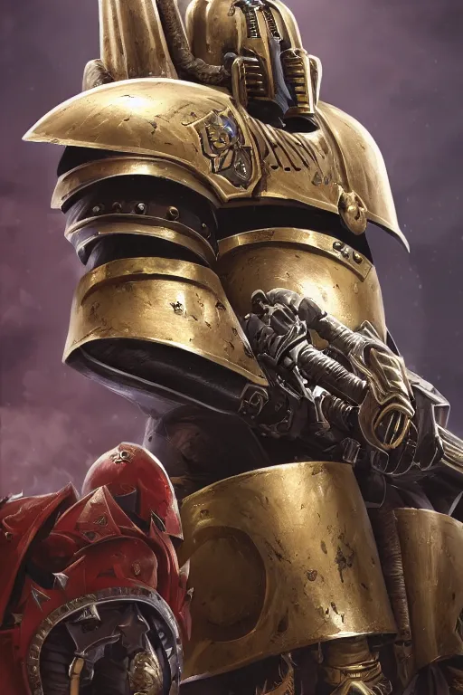 Image similar to armor portrait heros warhammer 4 0 k horus heresy fanart - the primarchs emperor by johannes helgeson animated with vfx concept artist & illustrator global illumination ray tracing hdr fanart arstation zbrush central hardmesh 8 k octane renderer comics stylized