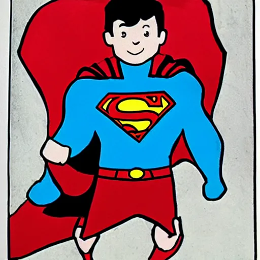 Prompt: Child's drawing of Superman