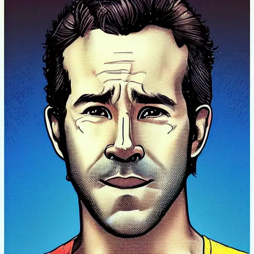 Prompt: “ ryan reynolds retro minimalist portrait by jean giraud, moebius starwatcher comic, 8 k ”