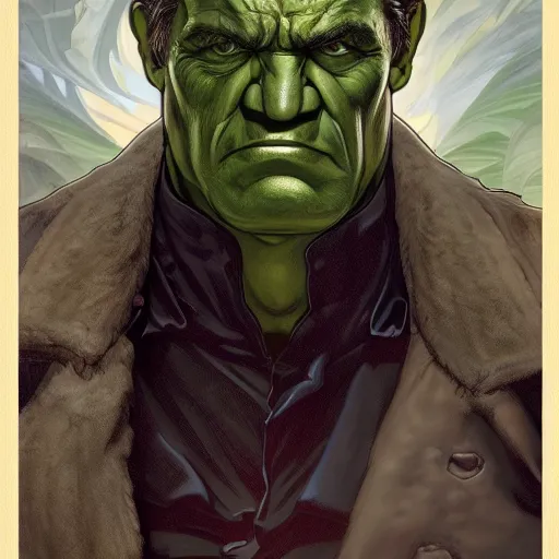 Prompt: [Portrait of Jean Lassalle as The Hulk as president of France, closeup, D&D, intricate, elegant, highly detailed, digital painting, artstation, concept art, matte, sharp focus, illustration, art by Artgerm and Greg Rutkowski and Alphonse Mucha and Enki Bilal]