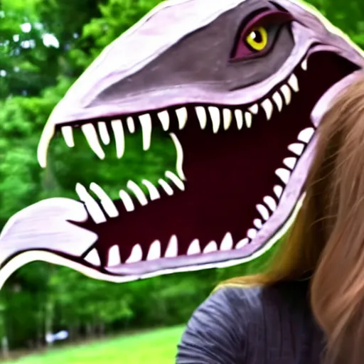 Image similar to still from a velociraptor's vlog