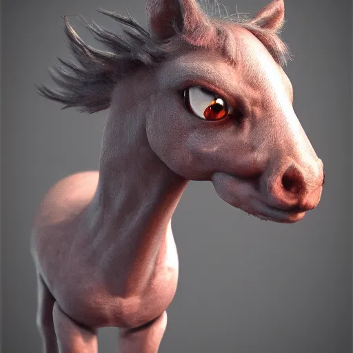 Prompt: tiny embryonic horse with spider legs and one large eye for a head, trending on artstation, scary, subsurface scattering, horse, spider