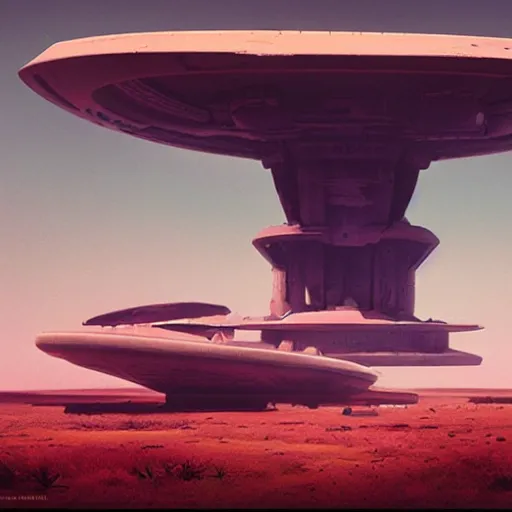 Prompt: alien ship in a foreign landscape, by beeple, Greg rutkowski, Peter morbacher