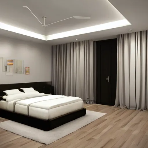 Image similar to 3 d render of bedroom of the 2 0 5 0 s