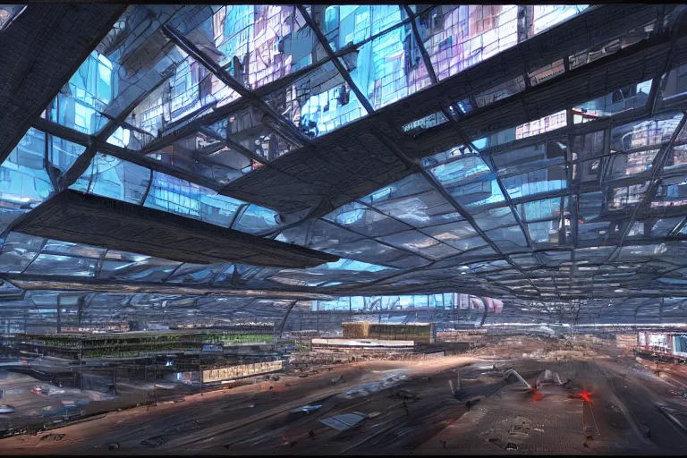 Prompt: cyberpunk airport, intricate, 8k highly professionally detailed, HDR, CGsociety