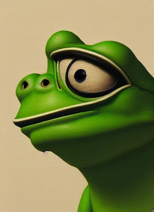 Image similar to depressed pepe the frog!!!, sad, portrait, intricat, highly detailed, digital painting, artstation, concept art, wallpaper, smooth, sharp focus, illustration, art by matt furie and artgerm! and greg rutkowski!! and alphonse mucha