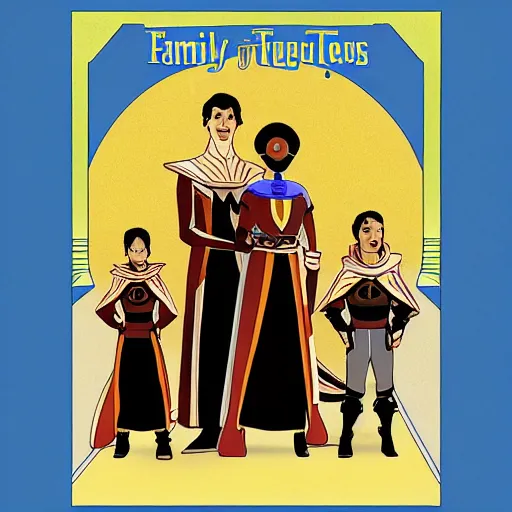 Image similar to family portrait of duke leto atreides and prince paul atreides, dune, aristocratic, space opera, in the style of yamato - e, tosa school, tosa mitsuoki, tosa mitsunobu, iwasa matabei, awataguchi takamitsu.