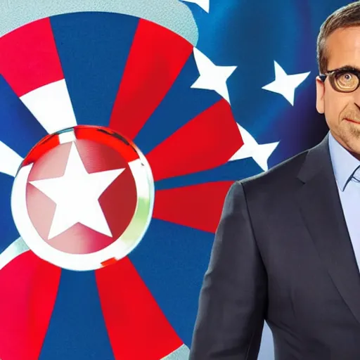 Prompt: Steve Carell playing captain America