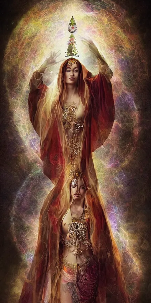 Prompt: a mystical woman priestess, the divine feminine