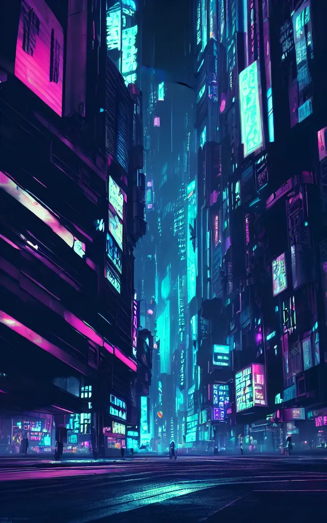 Image similar to concept art of a magnificent dark neon futuristic cyberpunk city bustling street at night cyberart in the style of liam wong in the film akira rendered in octane, 3 d render, trending on cgsociety, blender 3 d, displacement mapped