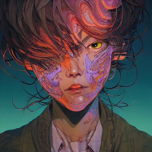 Image similar to prompt : city scavenger portrait soft light painted by james jean and katsuhiro otomo and erik jones, inspired by akira anime, smooth face feature, intricate oil painting, high detail illustration, sharp high detail, manga and anime 1 9 9 9