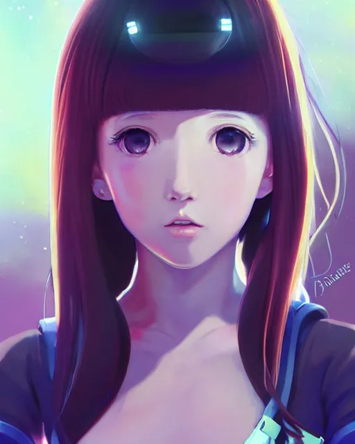 Prompt: portrait Anime space cadet girl Anna Lee Fisher anime cute-fine-face, pretty face, realistic shaded Perfect face, fine details. Anime. realistic shaded lighting by Ilya Kuvshinov Giuseppe Dangelico Pino and Michael Garmash and Rob Rey, IAMAG premiere, aaaa achievement collection, elegant freckles, knights of sidonia, neon hologram, fabulous, daily deviation, annual award winner