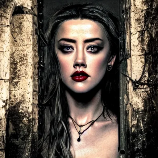 Image similar to A hag in a dungeon that looks like Amber Heard.