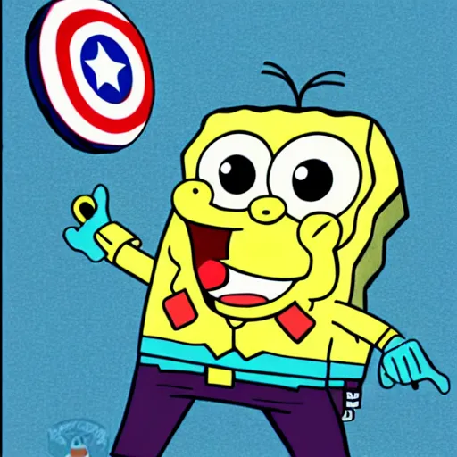 Prompt: SpongeBob as Captain America